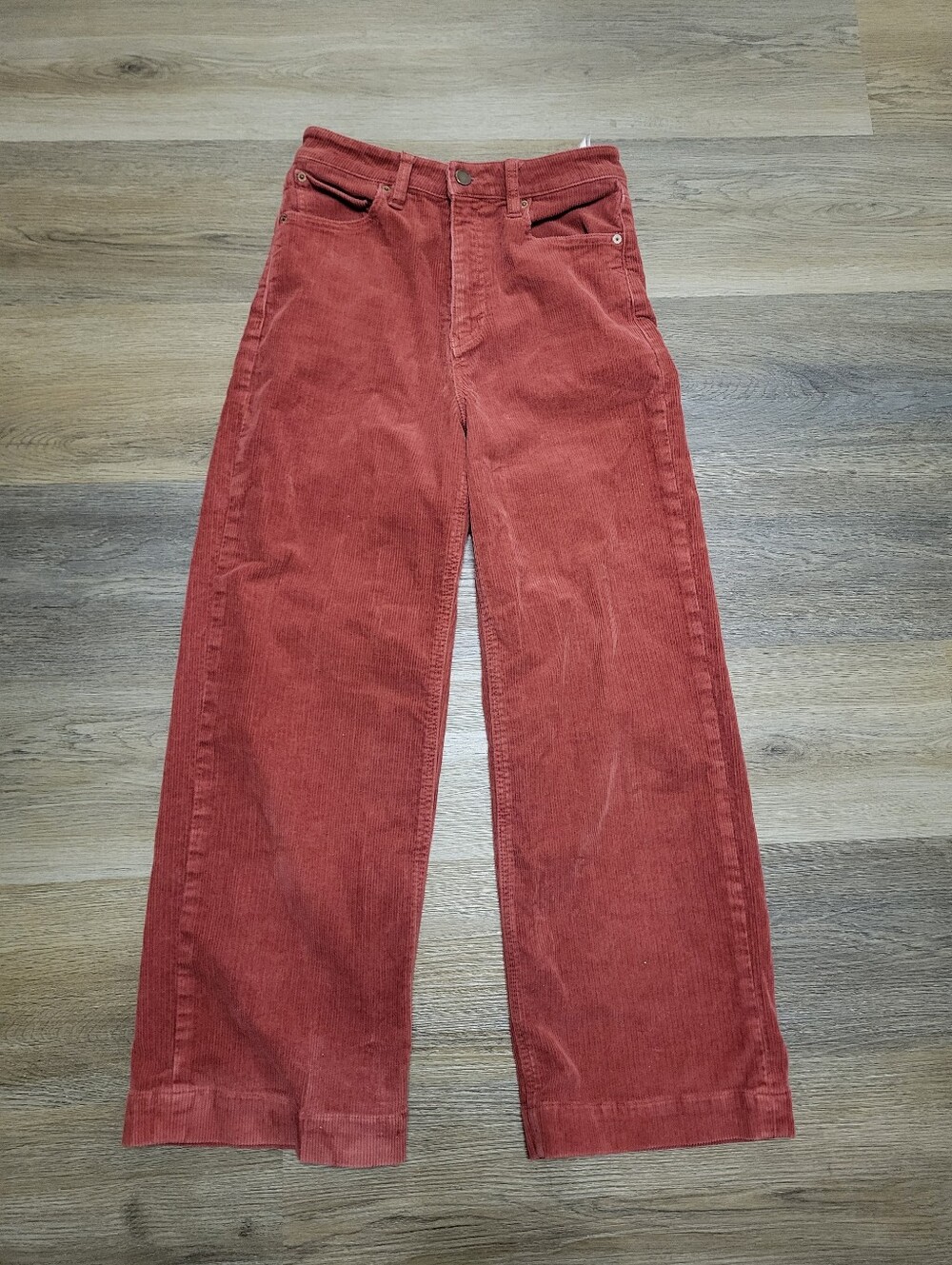 Volcom Women's Rust-Red Corduroy Wide-Leg Jeans